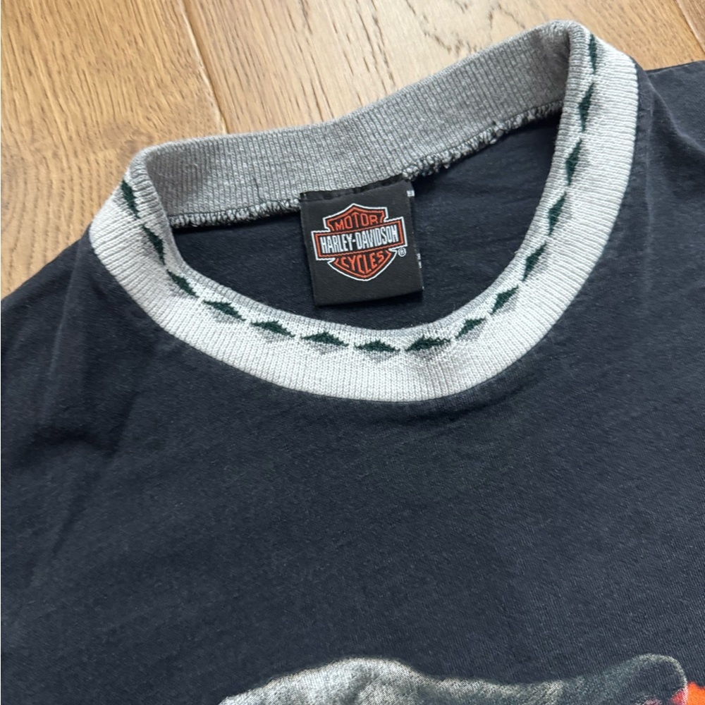 Harley Davidson Motorcycles Vintage 2000 Y2K T-Shirt - Size L/XL - Black Graphic - Picture 7 of 8